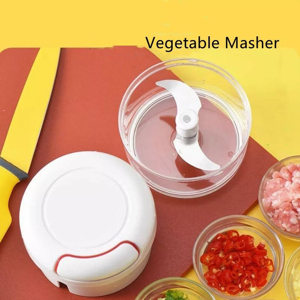 Manual Food Processor Vegetable Chopper, Portable Hand Pull String Garlic Mincer Onion Cutter for Veggies, Ginger, Fruits, Nuts, Herbs, etc., 500ml